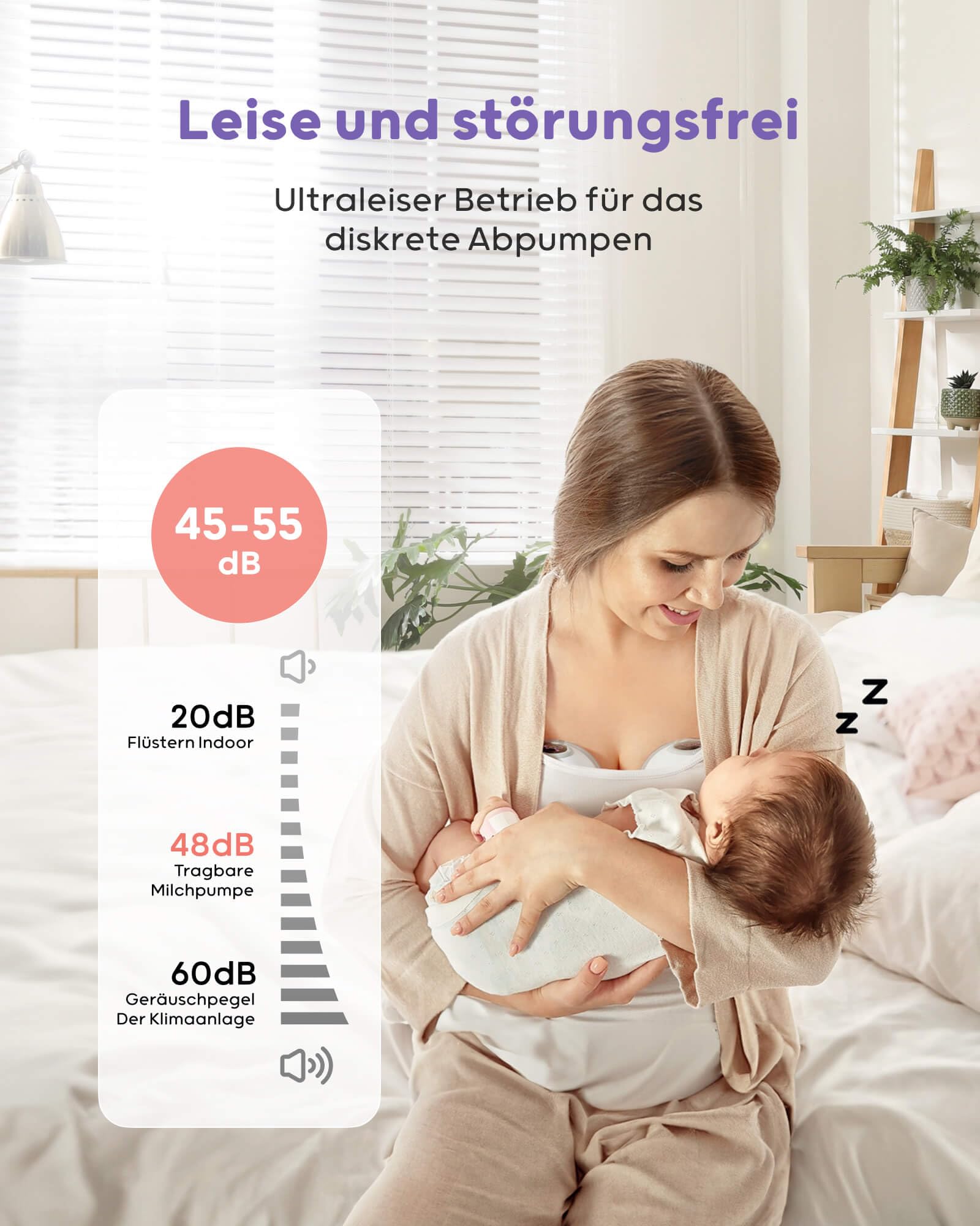 Nuliie Tiralatte elettrico a mani libere S32, tiralatte portatile indossabile, 4 modalità, 9 livelli, flangia comoda da 24 mm, accessori più privati e sostituiti inclusi (2 confezioni, bianco)