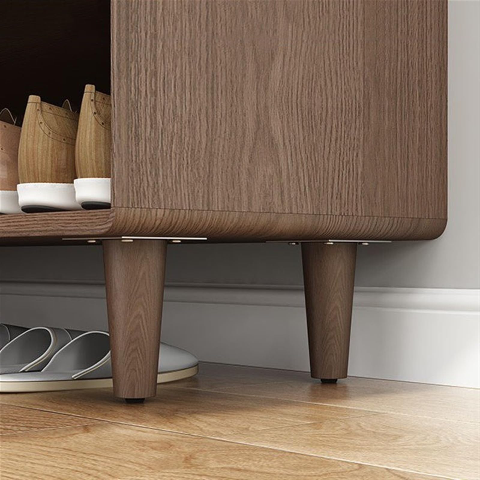 Armadio per Scarpe Organizzatore for scarpiera autoportante a 5 ripiani for ingresso, scarpiera in legno, scarpiera con 2 ante, ripiani regolabili Portascarpe(Bruin,80cm)