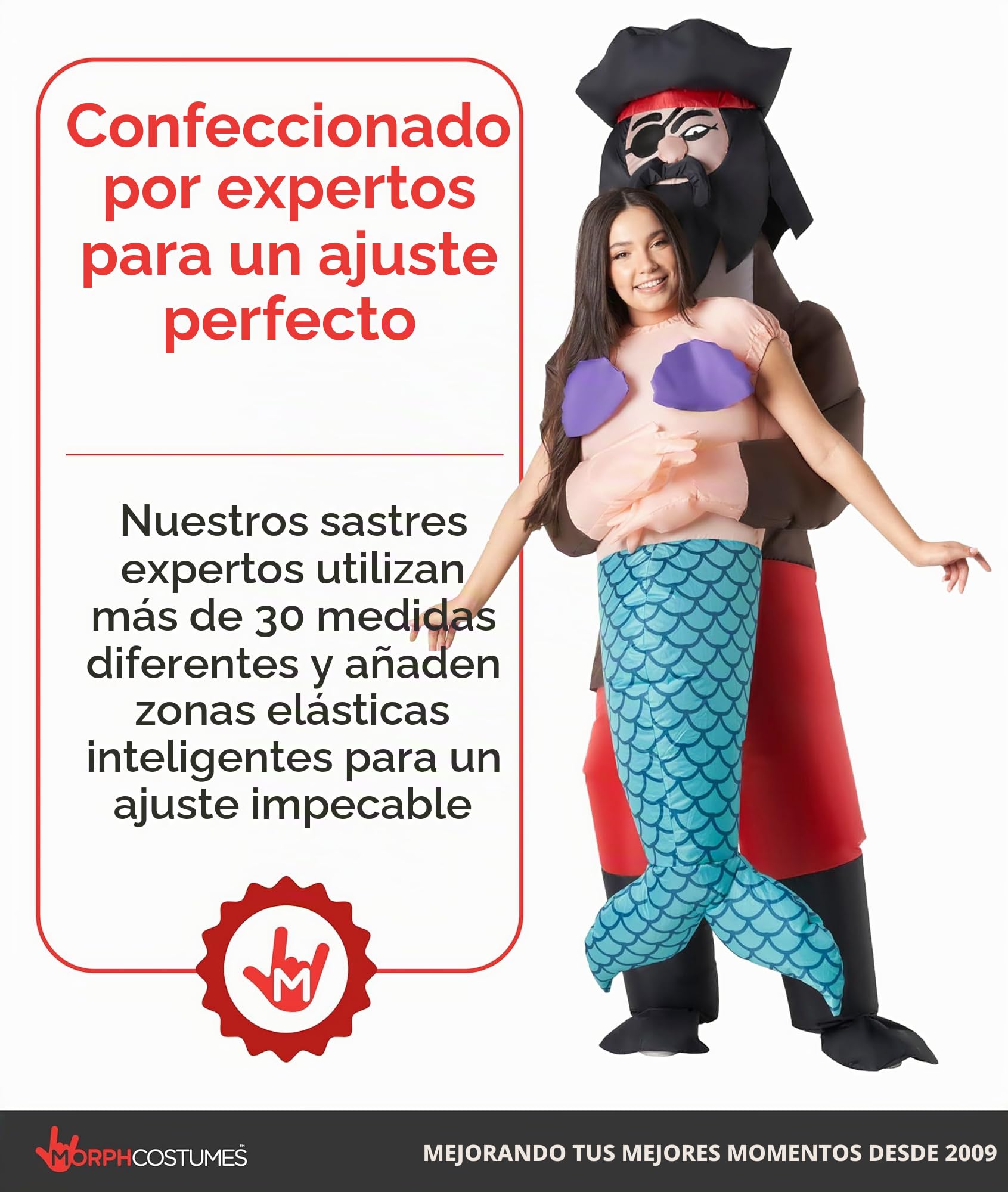 Morph Disfraz Hinchable Adulto Sirena, Traje Sirenita inflable, Despedida de Solteros, Disfraz Halloween y Carnaval