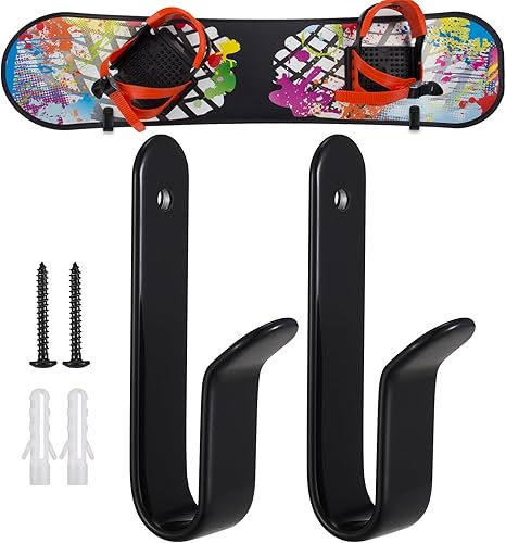 Miniatura 4 de TOBWOLF Clips horizontales de montaje en pared para snowboard, estante de montaje en pared, soporte de pared para snowboard, almacenamiento de