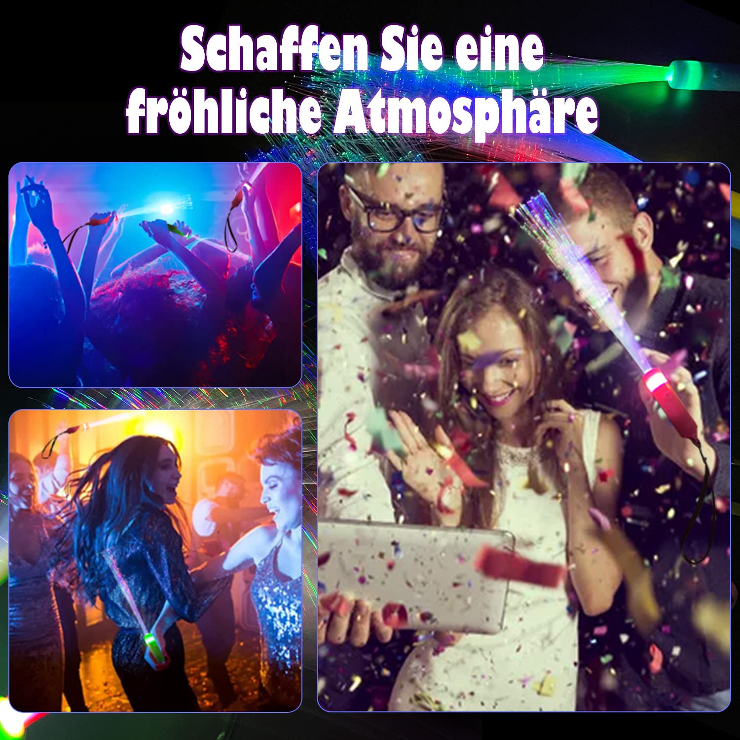 Juego de 60 barras luminosas para fiestas infantiles, con 3 modos de luz, para fiestas, conciertos, eventos, cumpleaños, bodas (60 unidades)