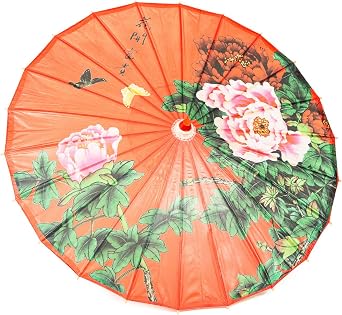 Rainproof Handmade Chinese Oiled Paper Umbrella Parasol 33" Peony