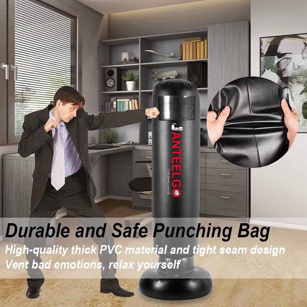Punching Ball Enfants Sac de Boxe: JanTeelGO 150cm Sac de Frappe Enfant sur Pied de 3 à 14 Ans - Cadeaux pour Garçons et Filles,Ensemble de Boxe pour Pratiquer Le Karaté,Taekwondo