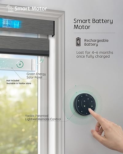 Miniatura 43 de Yoolax Persianas motorizadas con control remoto, persianas motorizadas de cebra compatibles con Alexa, persianas motorizadas de privacidad, 70%