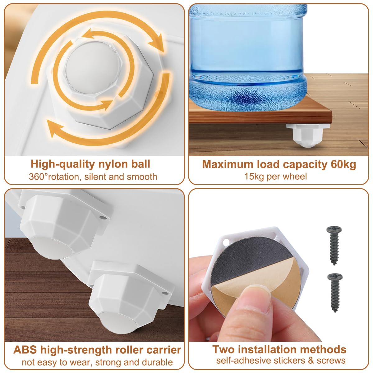 Mini Roulette Adhesive, 12 Pièces Roulettes Pour Meubles Autocollante Roulettes Autoadhésives