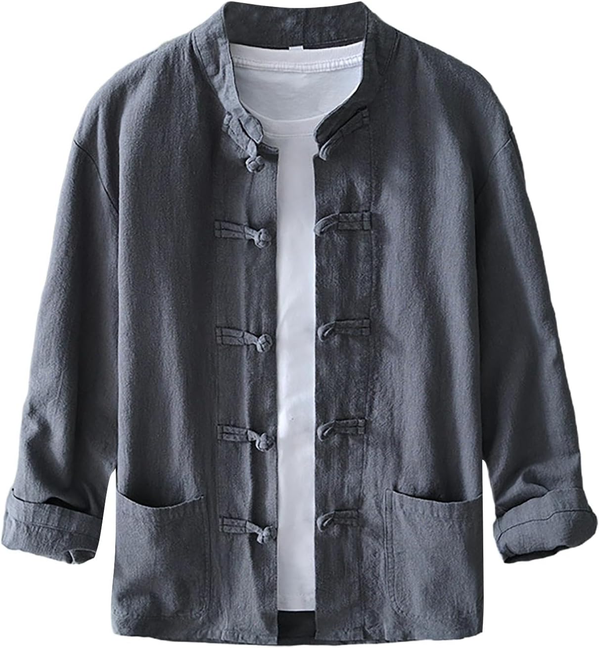 Chinese Shirt Men's Traditional, Men's Linen Shirt Long Sleeve Stylish Linen Tops Kung Fu Traditional Shirt Martial Arts Clothing Tai Chi Long Sleeve Shirt Classic Tangzhuang Comfortable Martial Arts