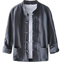 Mens Shirt Tang Suit Shirt Long Sleeve Traditional Kung Fu Uniform Chinese Frog Buttons Lightweight Jacket Summer