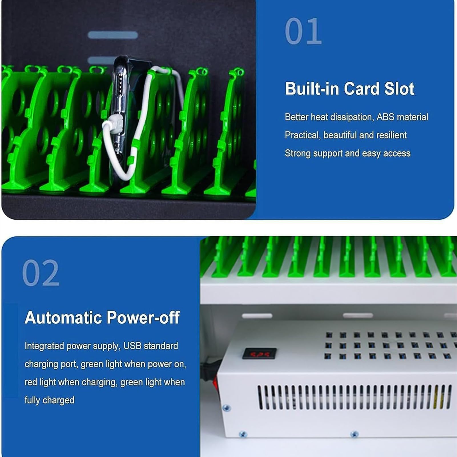 20/30 portów USB stacja ładująca szybkie ładowanie 5 V 2 A system zamykany i kółka do łatwego zarządzania - idealna do biur i bibliotek