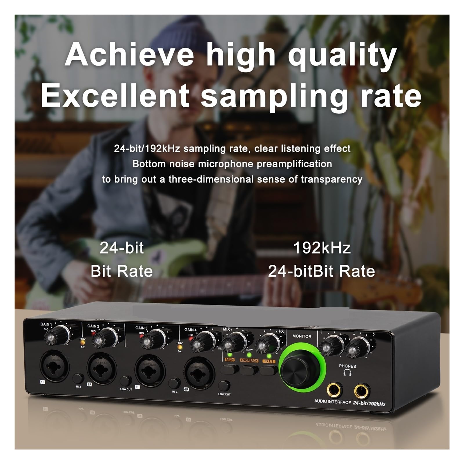 Convertitore AD Della Scheda Audio Del'interfaccia Audio Con Monitoraggio Della Registrazione Dal Vivo Della Chitarra Elettrica For Podcast Di Canto In Studio Ampiamente Applicabile