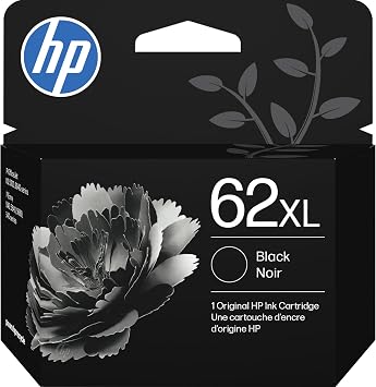 HP 62XL Black High-Yield Ink Cartridges | Works with Envy 5540, 5640, 5660, 7640, OfficeJet 5740, 8040, Mobile 200, 250 | C2P05AN | Packaging May Vary