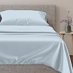 Mayfair Linen 100% Egyptian Cotton Sheets Twin Size - 600 Thread Count Twin Bed Sheets Cotton Set, 16" Deep Pocket (3 PC, Light Blue), Soft Cooling, Durable Sateen Hotel Bedsheet Set for Dorm Rooms