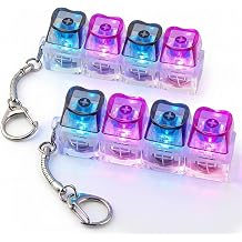 2 Pcs Keyboard Fidget Tool, Fidget Keychain Keyboard Light Up | with LED Lights,Heart Shape Keyboard Clicker Fidget, Loud Decompression Button Stress Relief Device 4-in-1 for Adult