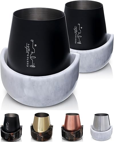 Miniatura 23 de Gusto Nostro Cubo enfriador de vino de mármol, enfriador de botellas de vino de 25.4 fl oz y enfriador de champán para fiesta, cocina, decoración
