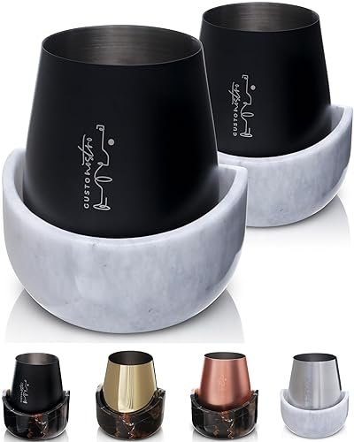 Gusto Nostro White Marble Wine Chiller for Glass and Stainless