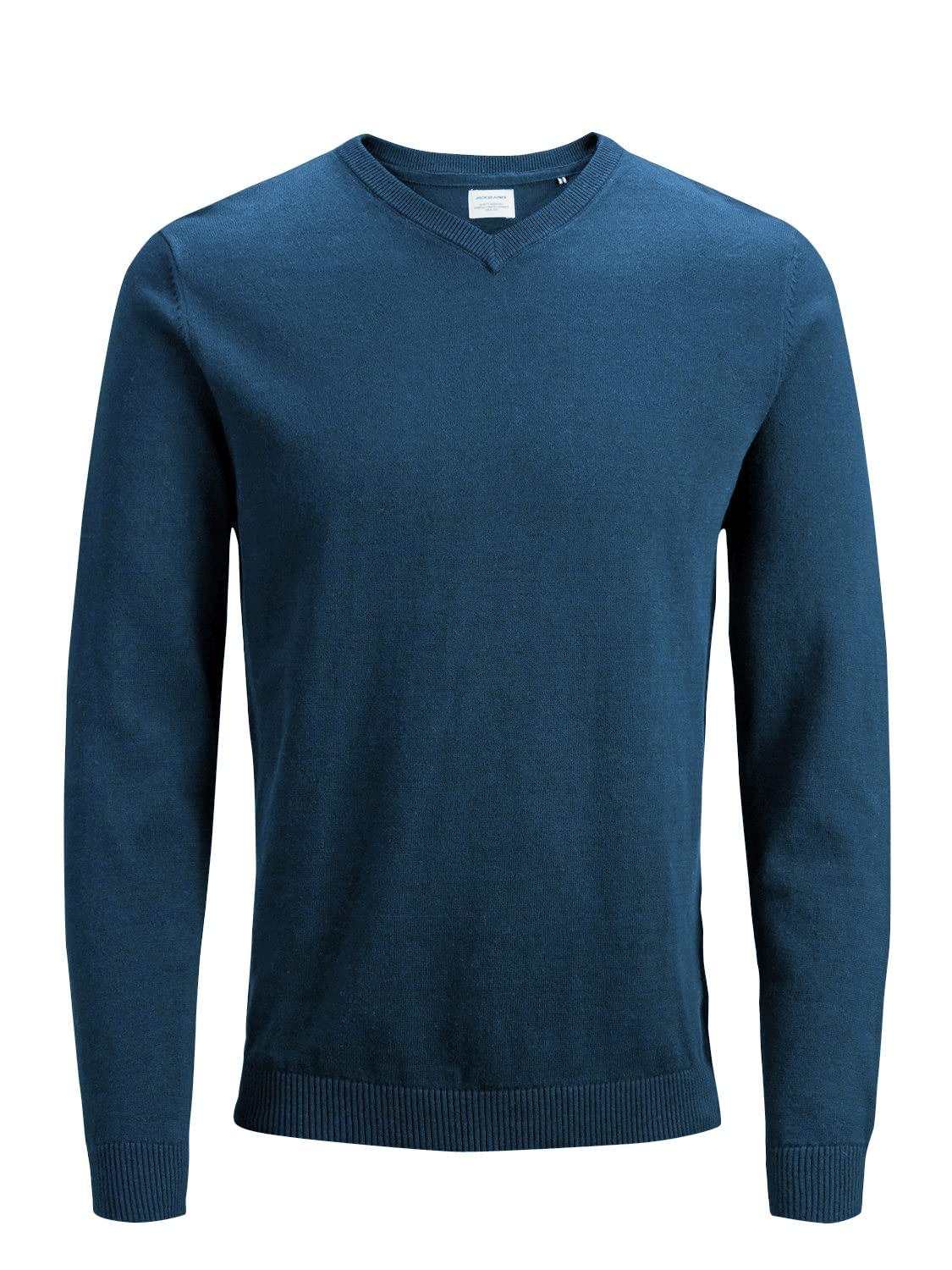 JACK & JONES Men's knitted V-neck jumper, Blue (Insignia Blue), L