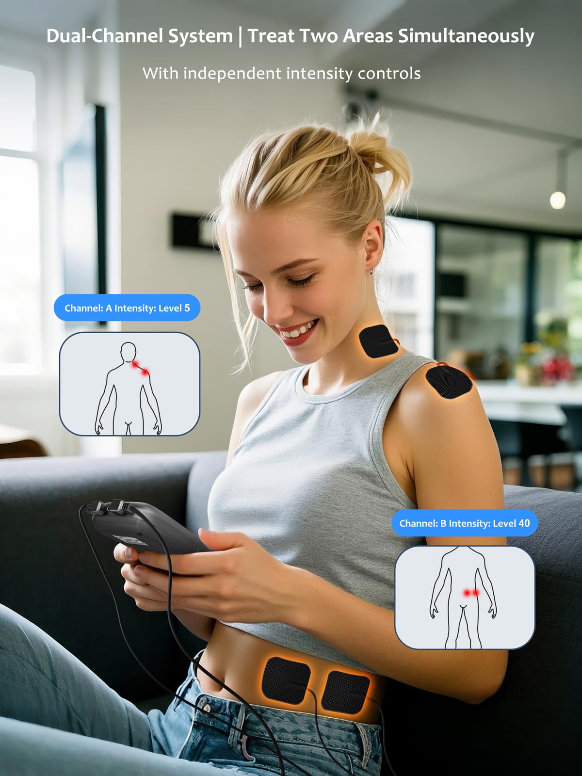 Stimolatore muscolare EMS, per alleviare il dolore alla schiena, mini macchina TENS KR280 bianco (nero)