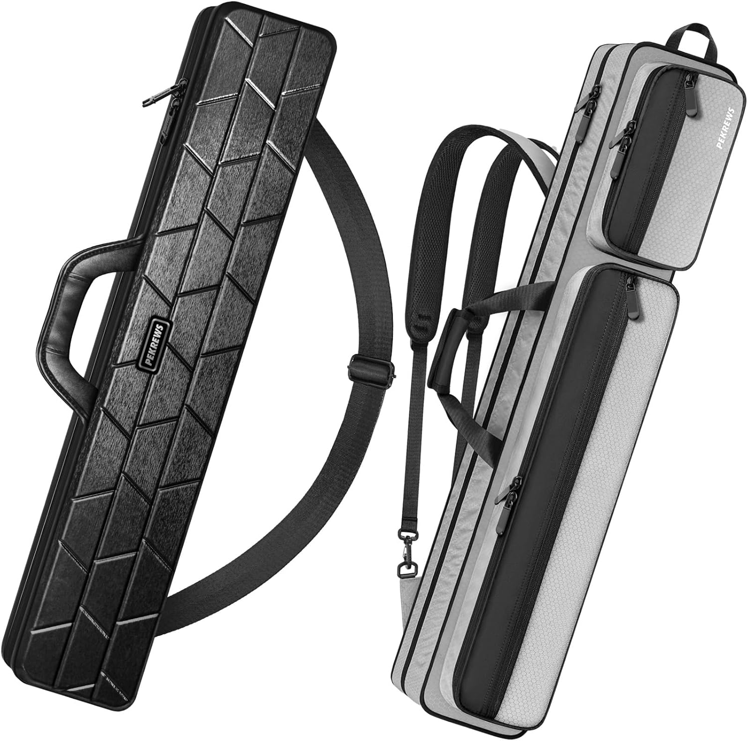 4x5 Soft Cue Bag Grey & 4x4 Hard Pool Cue Case Black Set