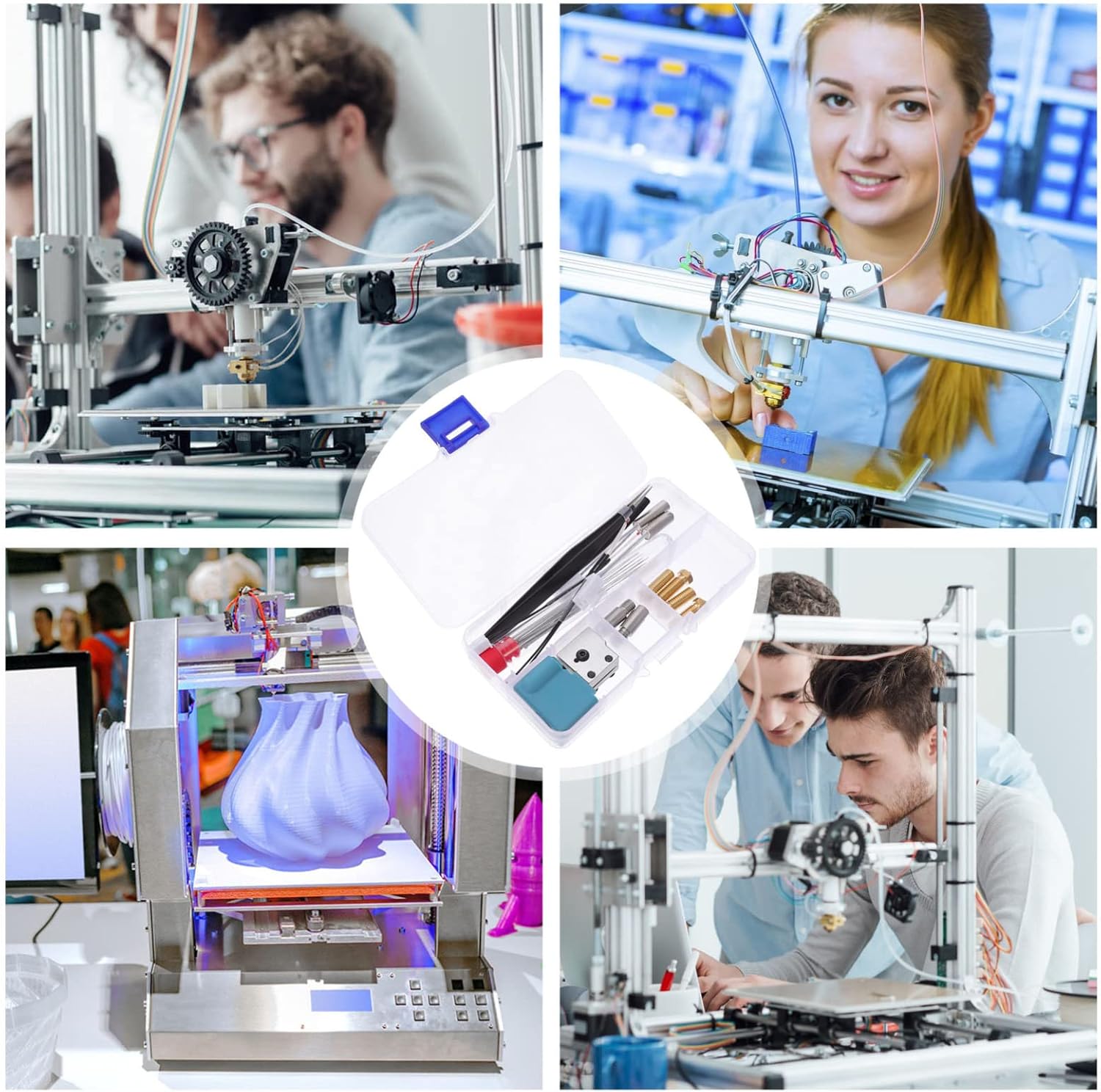 review Scicalife 1 Set 3D Printer Parts with Heating Aluminum Block Black Test Tube Nozzles Cold Heating Hoses Nozzle Needle Heating Rods Tweezer Thermistors for 3D Printer