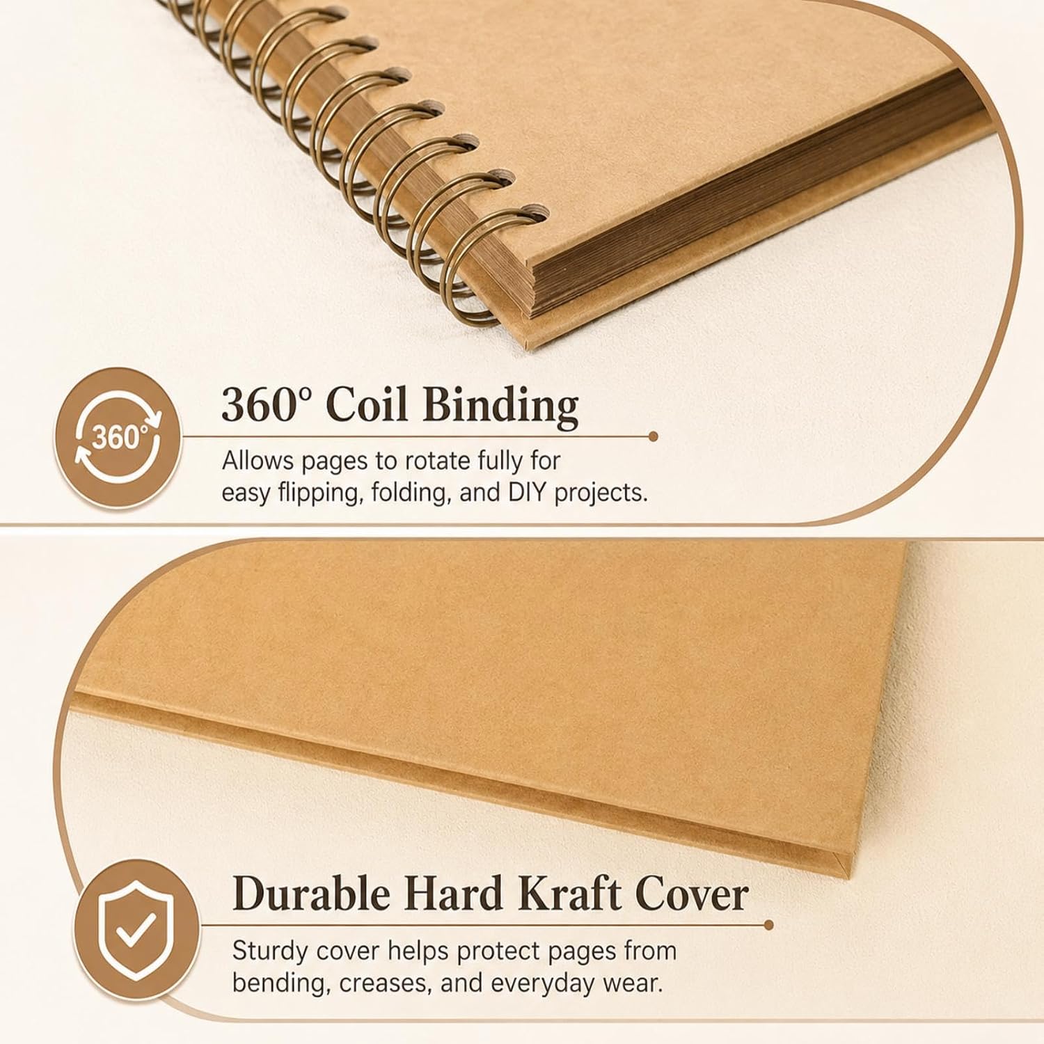 Scrapbook Album 7x7 Inch Hardcover Kraft Paper 40 Pages Brown