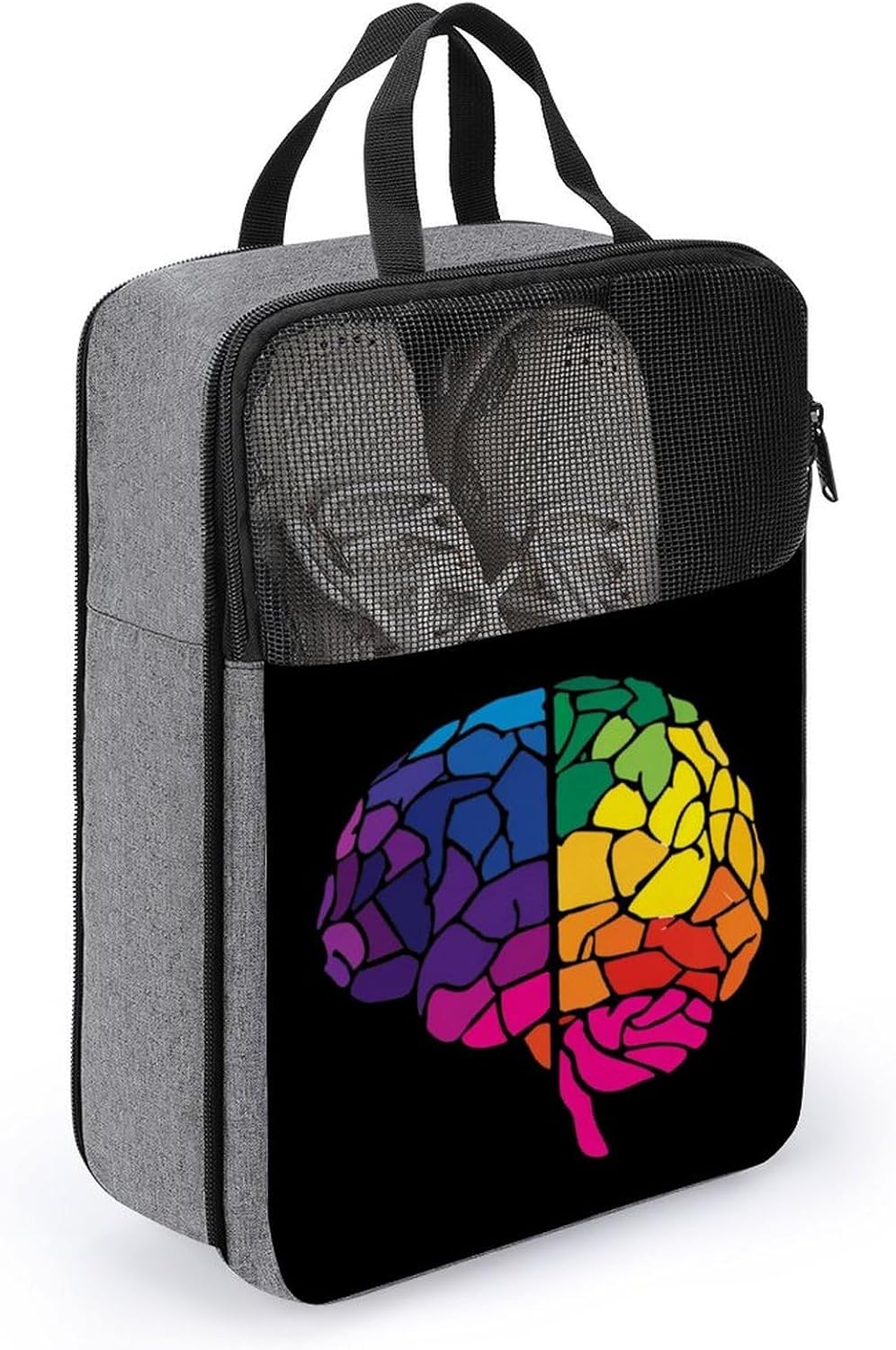 Colorful Brain Fragments Art Shoe Bag Organizer for Travel with Handle | printed,double zippered closure,for sneaker soccer cleats dance essentials