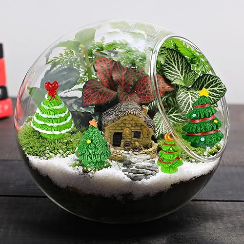 Miniatura 57 de 17 figuras miniatura de Navidad de resina para ocultar Papá Noel, muñeco de nieve, pingüino, reno, árbol de Navidad para mesa de jardín, globo