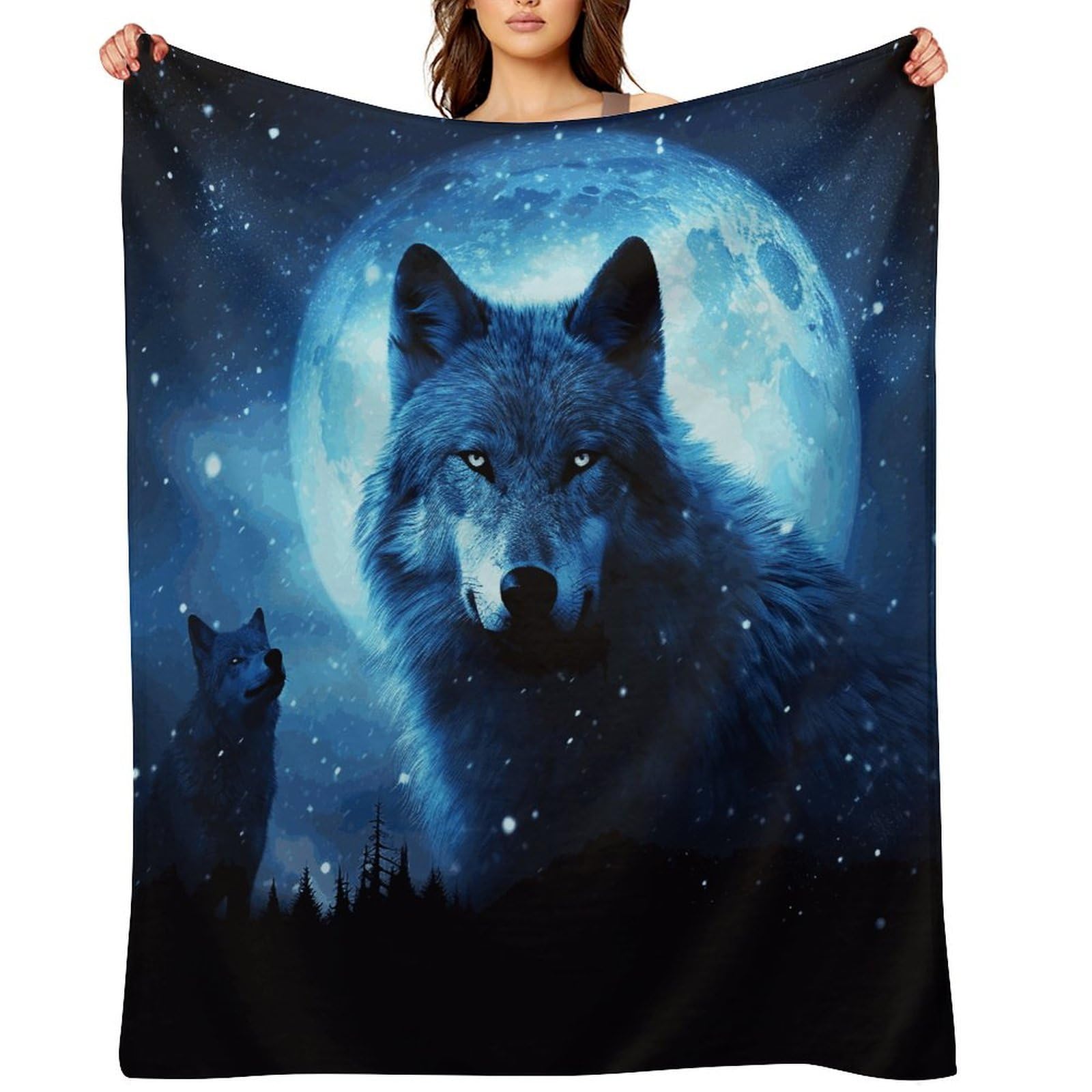 Wolfs Blankets Flannel Soft Blanket for Couch Warm Cozy Throw Blankets Fashion Bed Blanket Thick Bath Towel Bedspread Tapestry for Home Supplies Gift 40"x50"