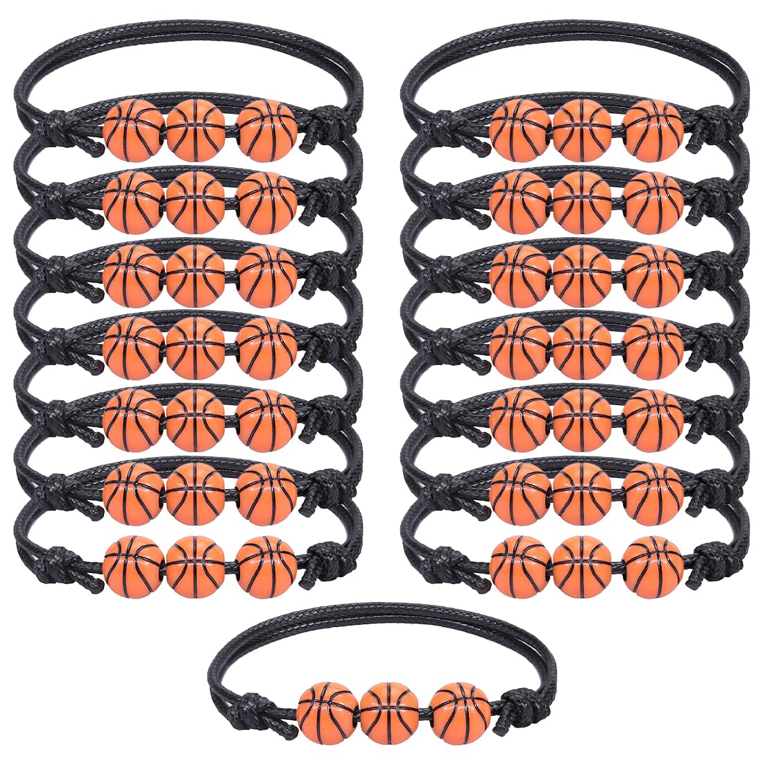 16 Stück Basketball Armbänder - Verstellbare Freundschaftsarmbänder - Team Spirit