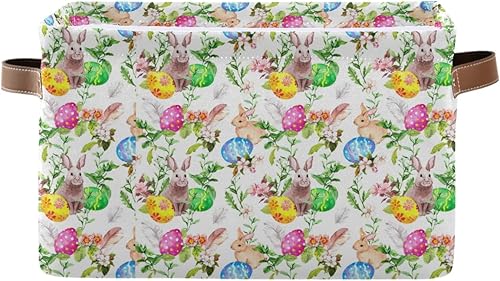 Cesta de almacenamiento plegable grande, bolsa organizadora plegable de tela con asas de 15 x 11 x 9.5 pulgadas