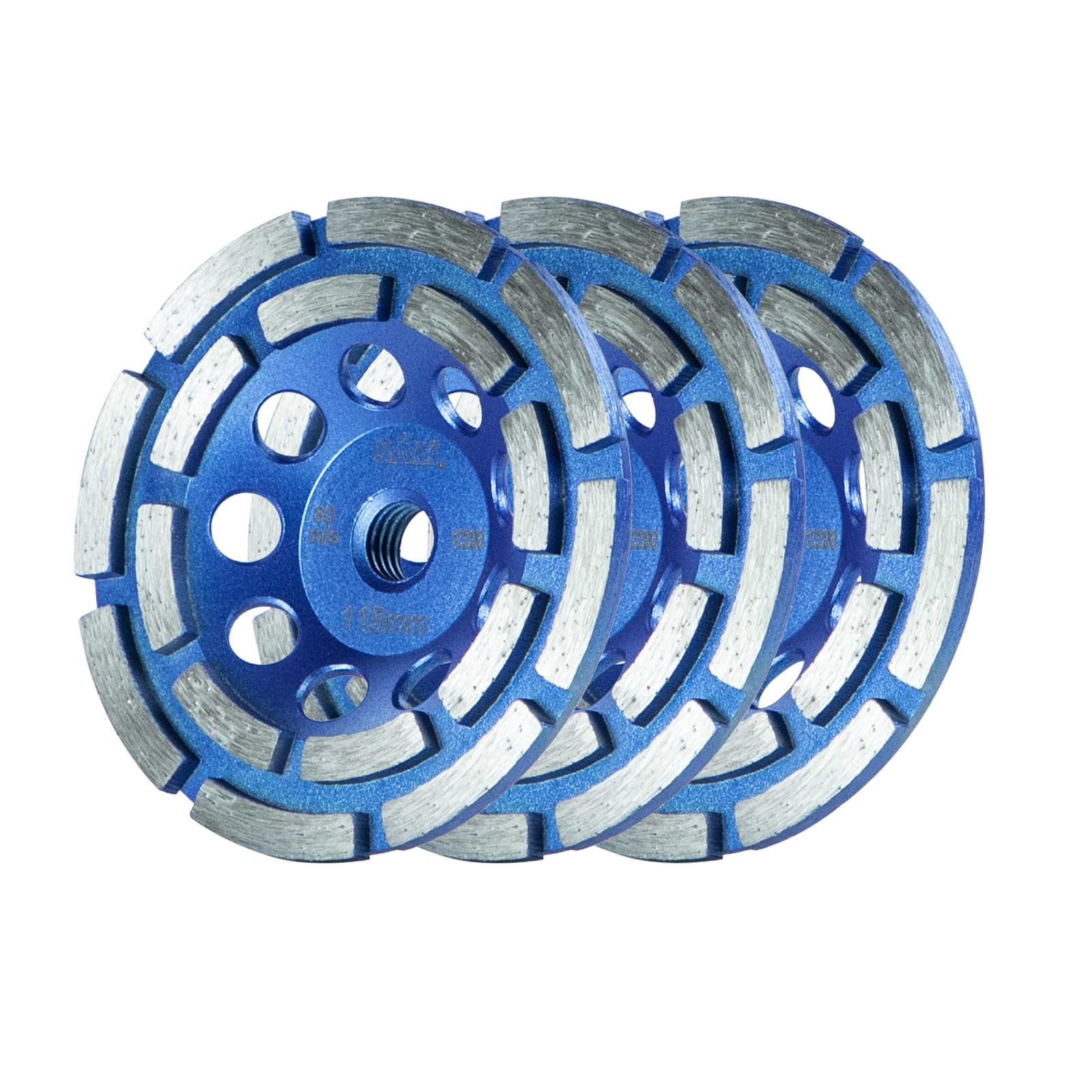 SALI 4.5 Inch 3pcs Concrete Grinding Wheels 16 Turbo Diamond Segments 5/8-11 Arbor Diamond Grinding Wheel Fit for Paint, Epoxy, Mastic Coating Removal