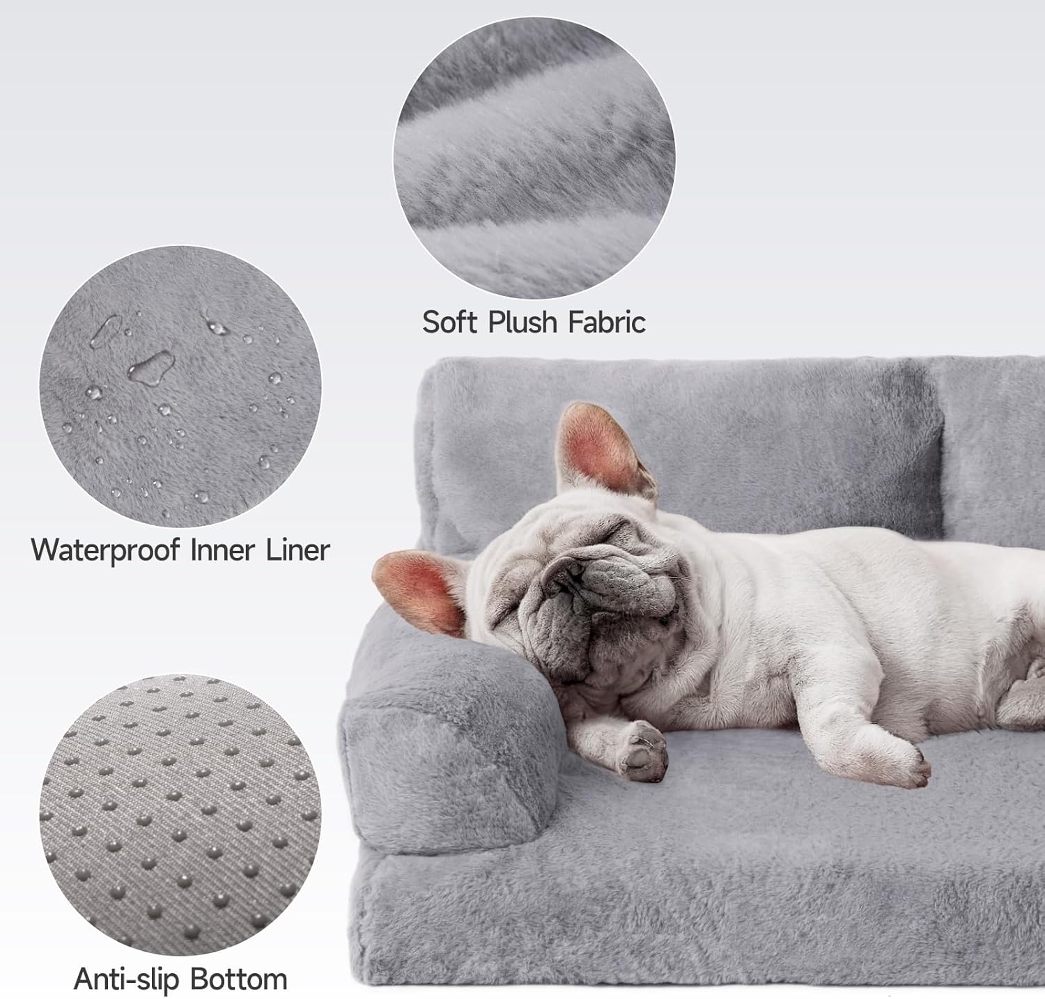 MEWOOFUN Orthopedic Dog Bed for Medium Dogs, Waterproof Dog Couch Dog Sofa, Supportive Foam Pet Bed with Removable Washable Cover and Nonskid Bottom (Grey, 35.4" L x 25.6" W x 11.8" Th)