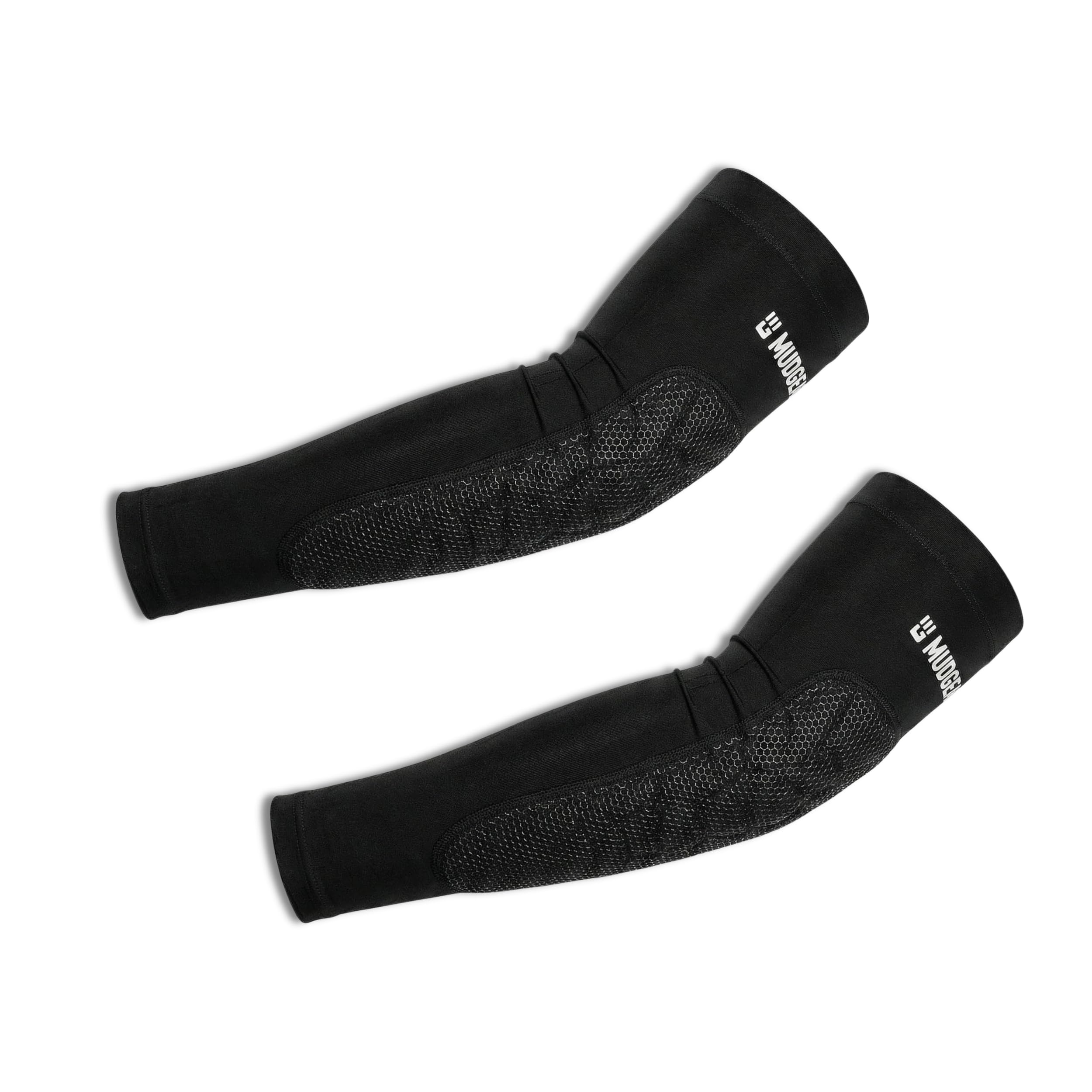 MudGear Acolchado Brazo Mangas – Codo de Compresión Deportes Protección para Exterior Rendimiento, Negro/Gris
