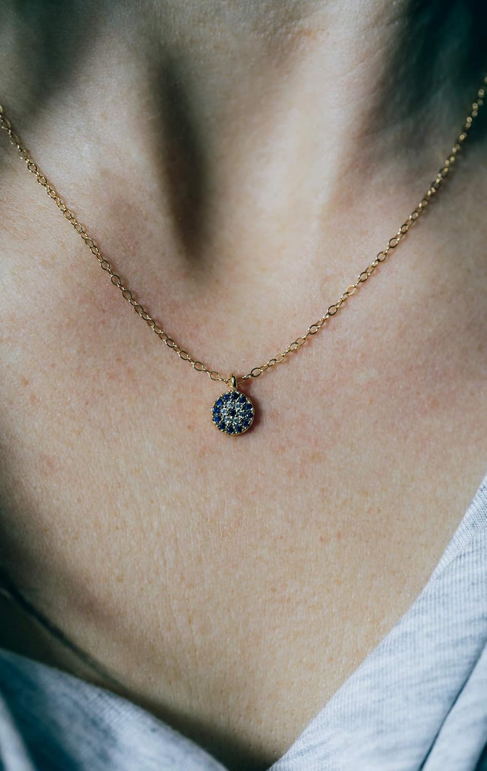 Designed By Stacey Handmade Tiny Evil Eye Necklace, CZ Pave Pendant, Gold-Filled Chain, Spiritual Protection Jewelry, Gifts for Women, Graduation, Birthday, Mother's Day, 16 to 18" Adjustable Length - Image 4