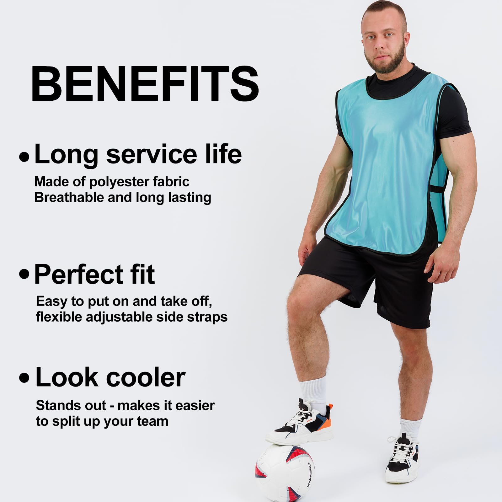 6 Pack Chasuble Football Adulte, Fußball Leibchen Set, Chasuble de Entraînement Sport, Gilet Sport Adultes Maillots, Trainingsleibchen, Training Gilets pour la Pratique Basket, Size xl