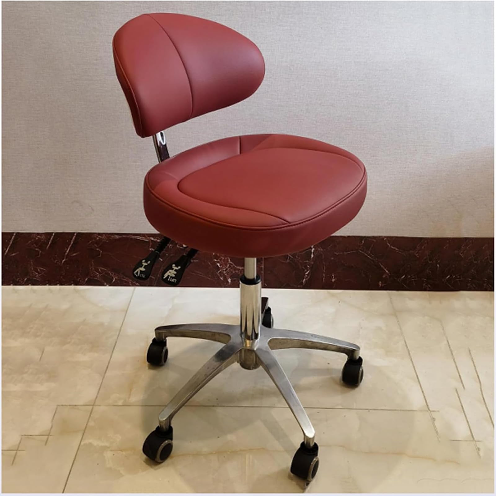 Silla móvil giratoria de 360°, taburete de cuero de microfibra ajustable en altura para clínicas dentales, oficinas y laboratorios
