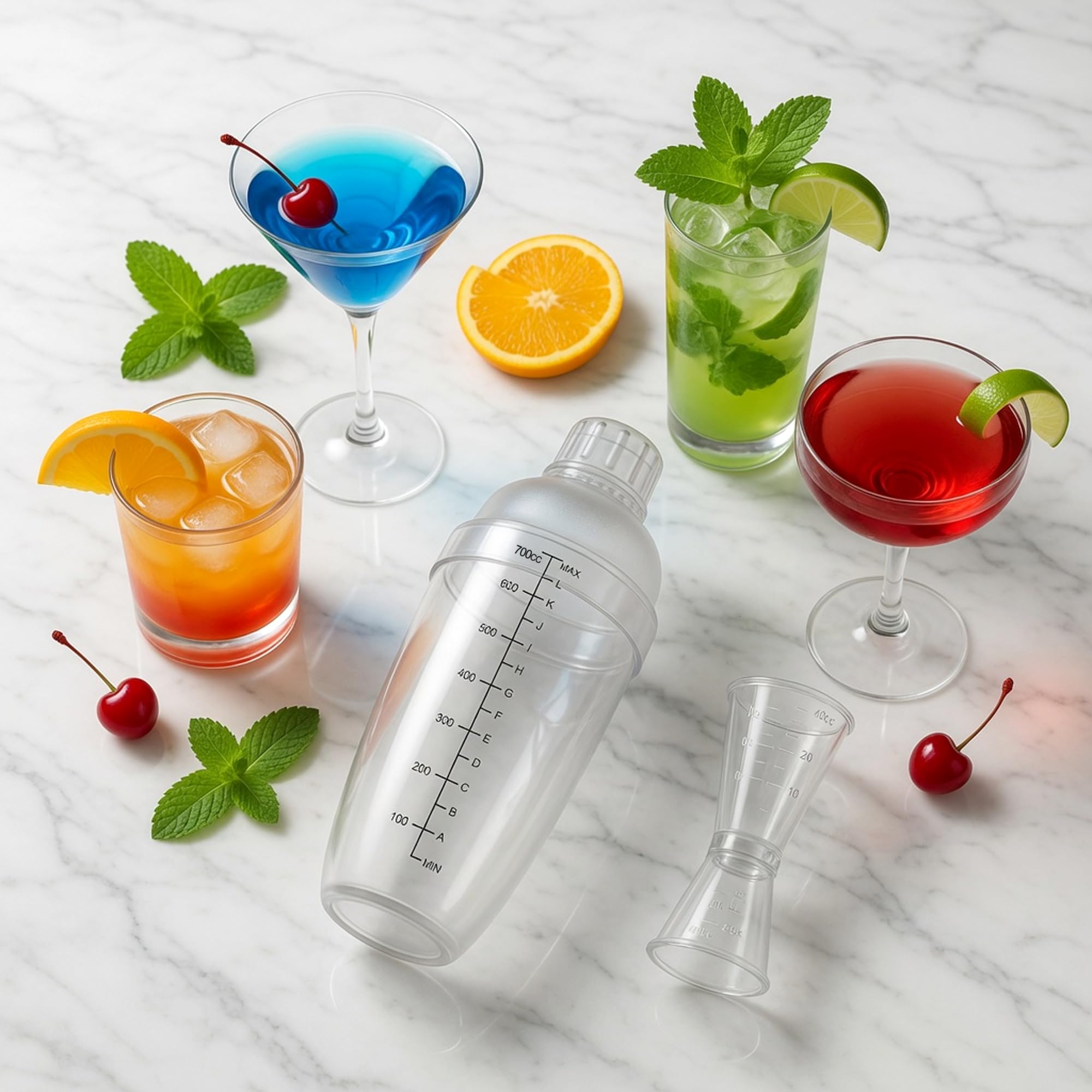 Homestia Moderno Plástico 3 piezas Coctelera mezclador glassleak libre antideslizante superficie, martillo