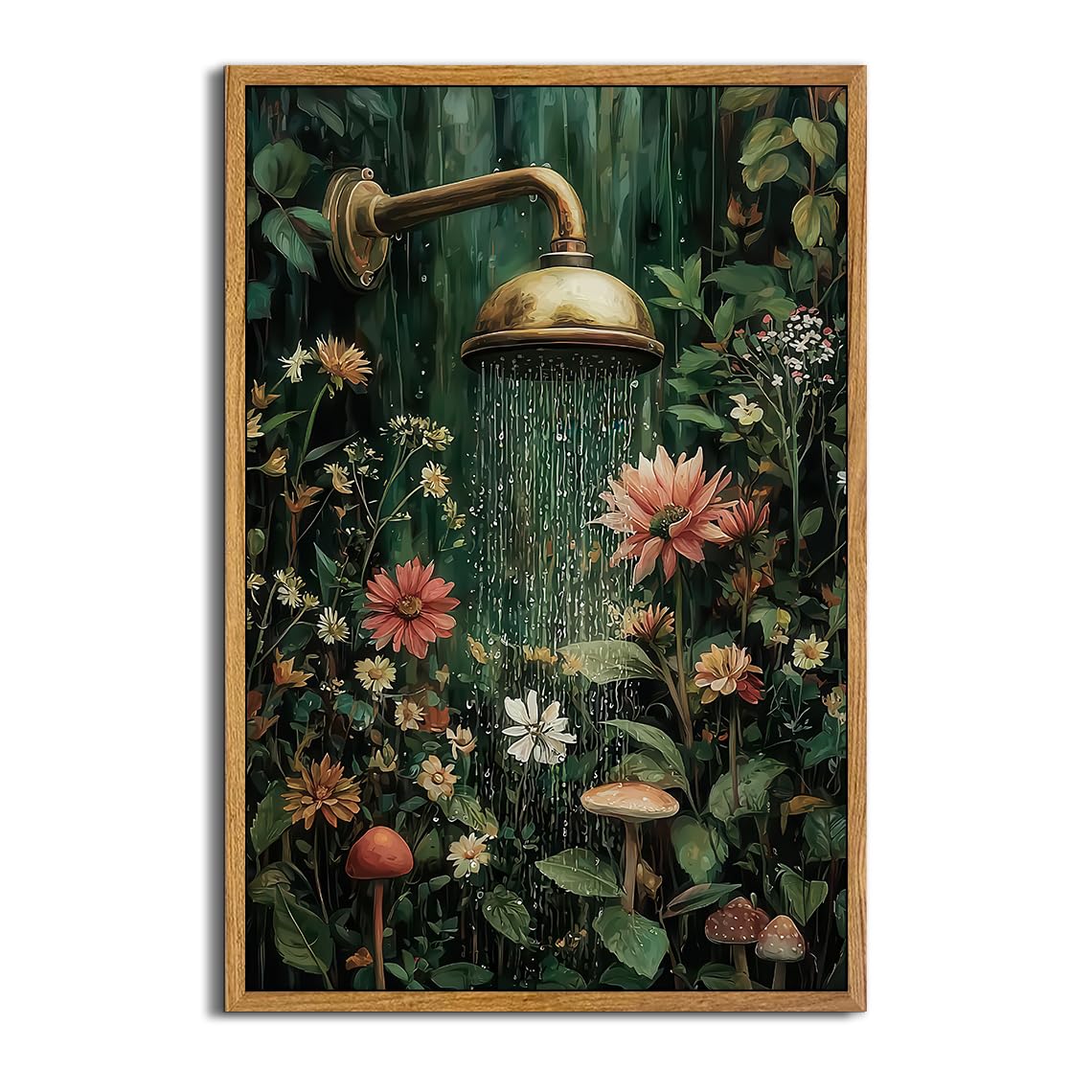 Photo 1 of AtterrirArt Framed Bathroom Funny Wall Art, 16 * 24inch, Vintage Floral Shower Wall Decor, Cottage Core Wildflower Poster Print, Moody Botanical Canvas Wall Art For Restroom, Toilet, Ready to HangLPNPMGI1623316