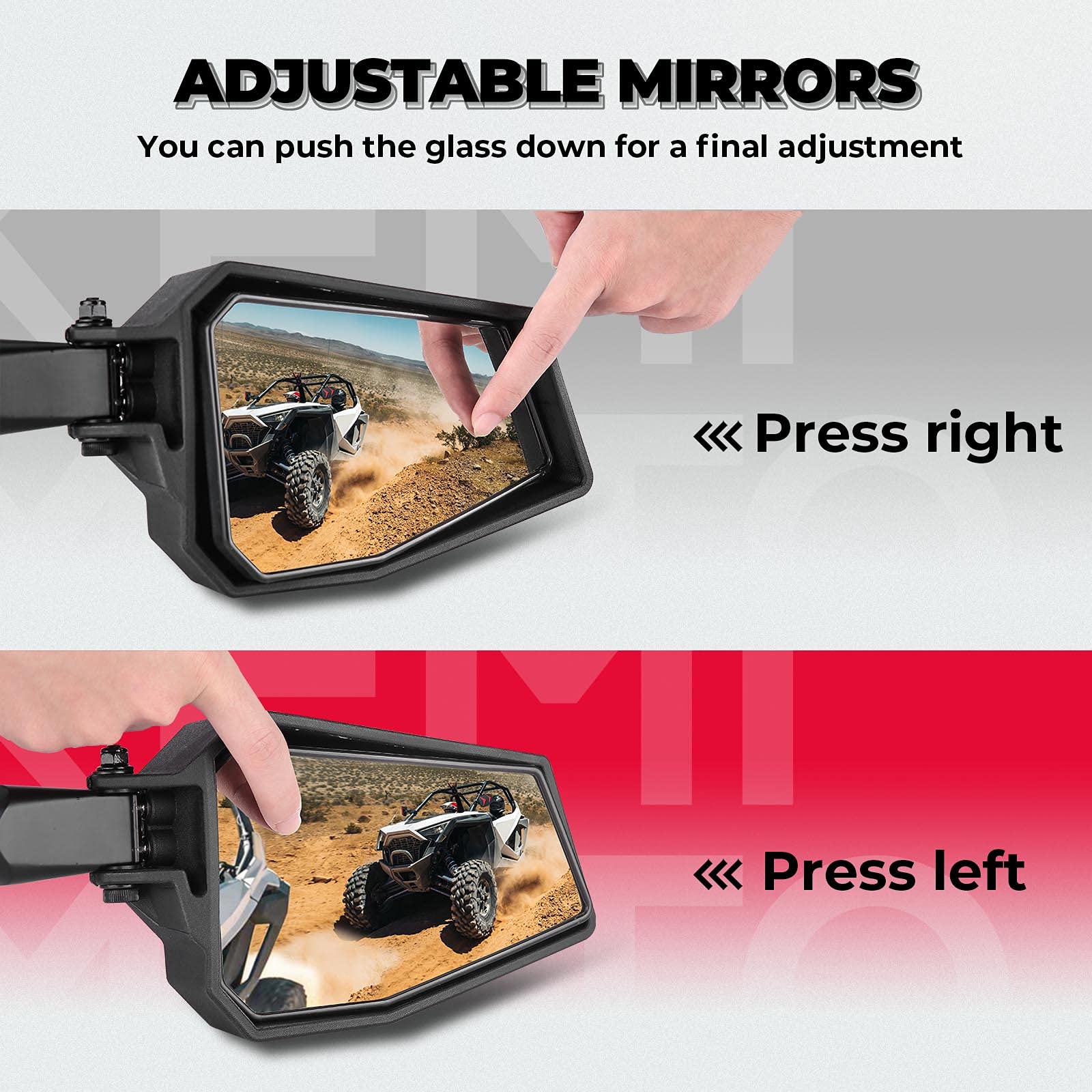 Kemimoto UTV RZR Side View Mirrors Fits 1.75 2" Roll Bar Compatible