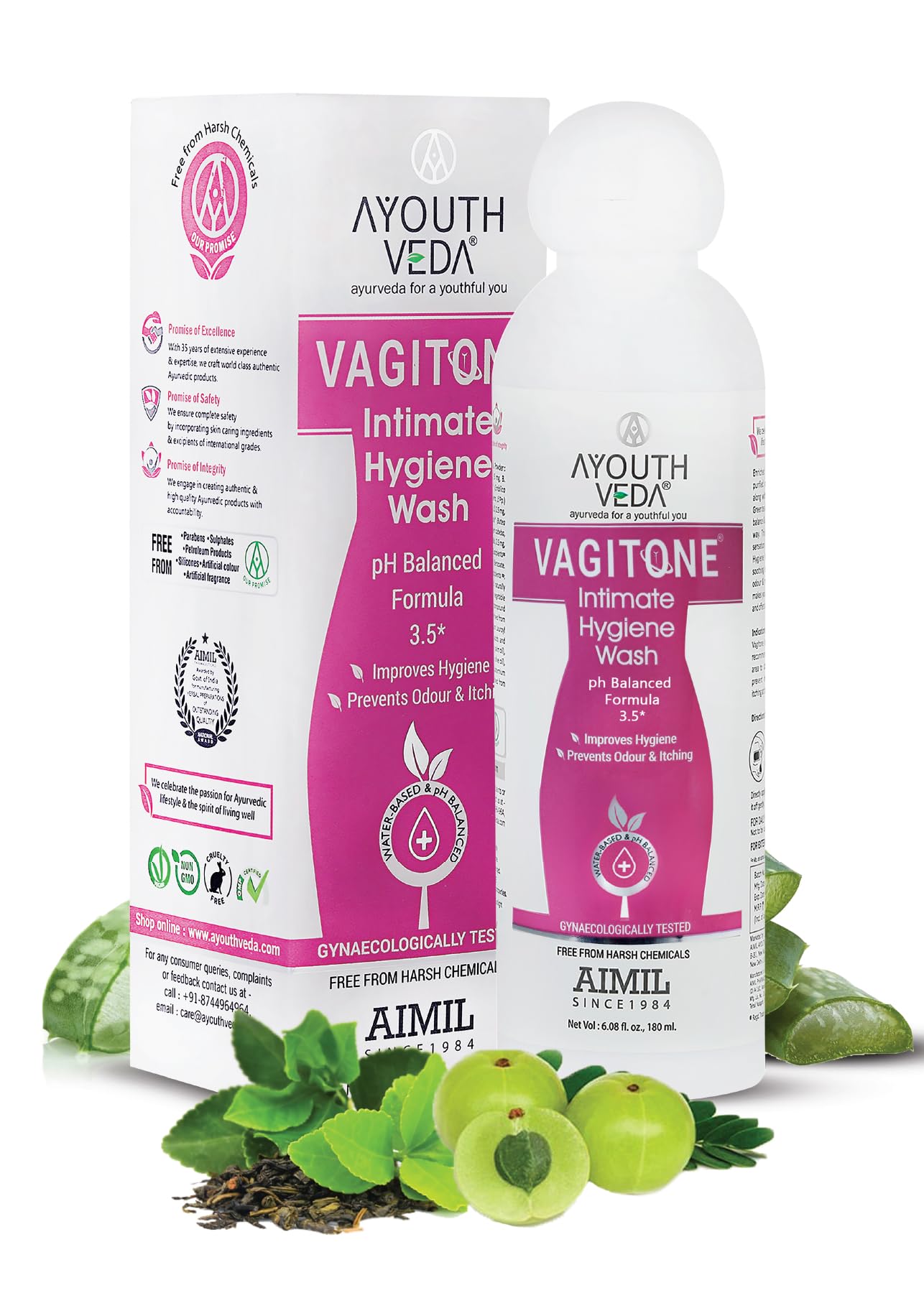 Ayouthveda Vagitone Intimate Hygiene Wash For Women | Enriched With Aloe Vera, Amla & Green Tea | PH Balancing Formula, Prevents Dryness, Itchiness & Bad Odor (Pack Of 1-180ml) (B08H51BWNQ) Amazon Price History, Amazon Price Tracker