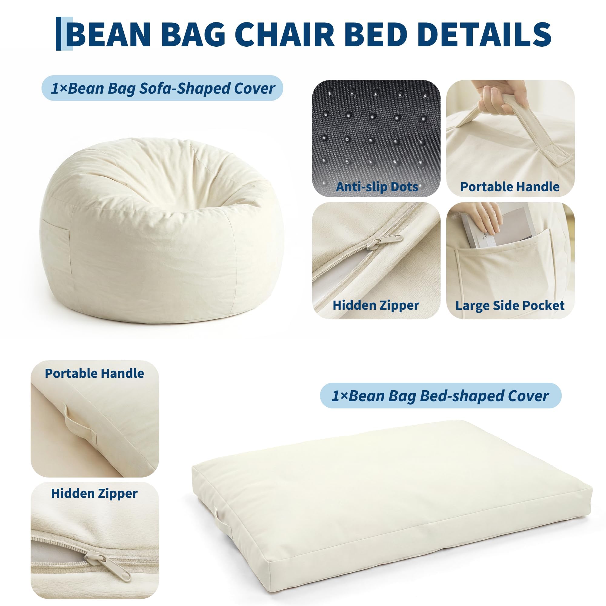 Pouf Lit Convertible en Velours Côtelé, Transformable en Matelas d’Appoint Ultra Confortable, Salon Utilisable, Canapé Rempli De Mousse, Fauteuil Lounge, Chauffeuse en Futon Matelas De Sol