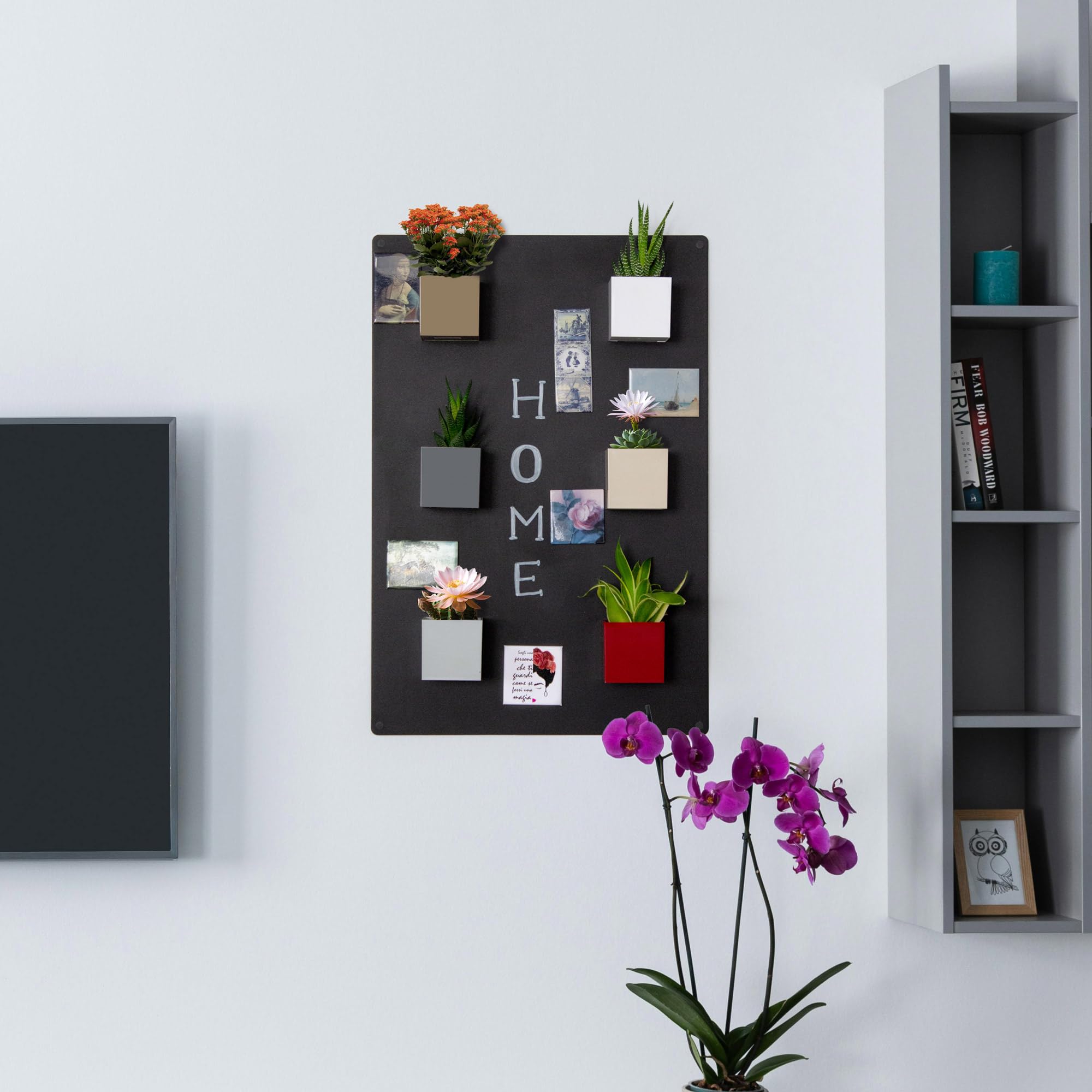 KalaMitica - Tableau Magnétique Mural en Acier, Écrivable à la Craie, Couleur Noir Anthracite, 56x38x0,12 cm