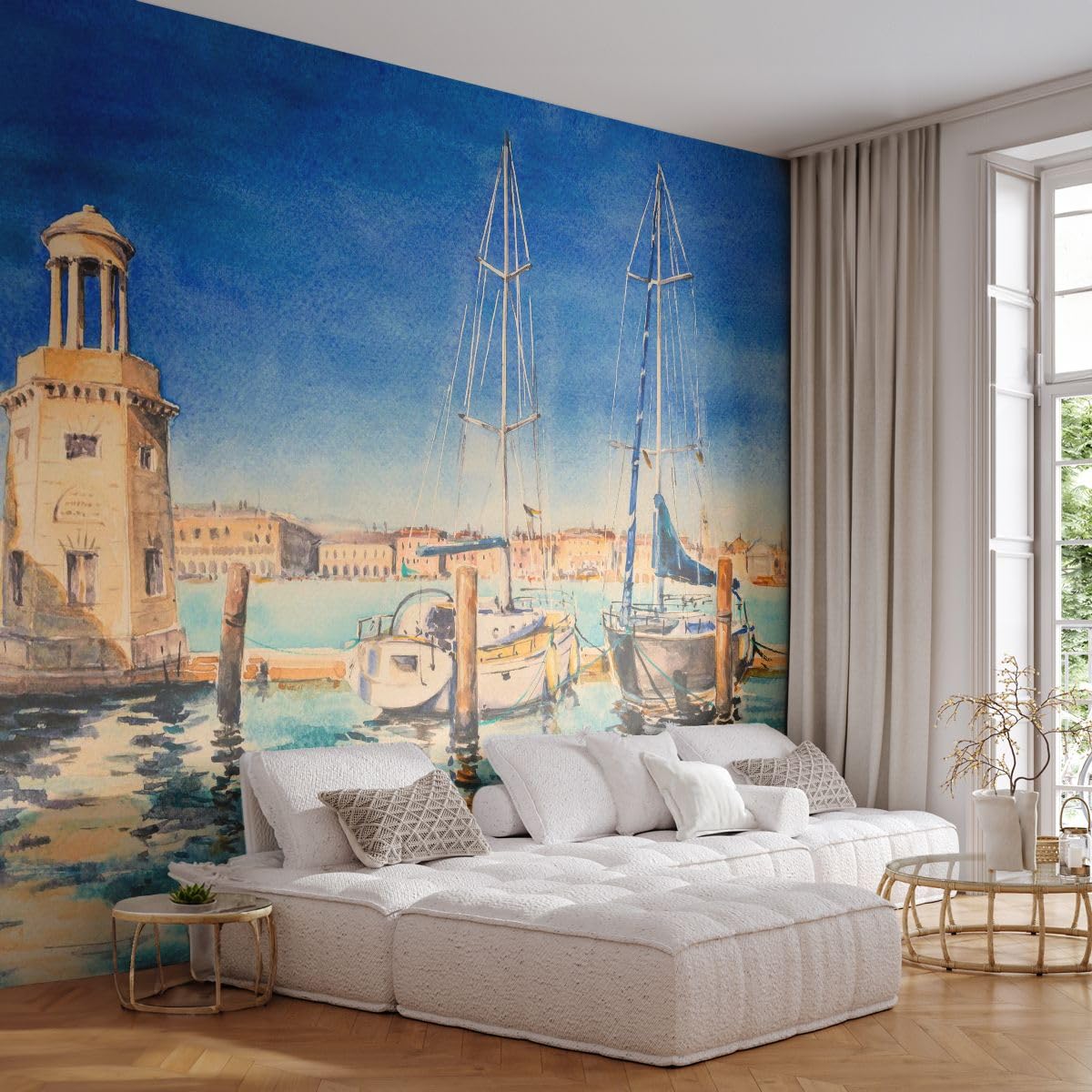 ARTTOR Carta da Parati Vinile in TNT 150x105 cm Marino Viaggi - 5315 - WF2 | Porta Paesaggio Lanterna Premium Sand Fotomurale Moderno Decorazione da Parete Murale da Parete Per Soggiorno ARTTOR