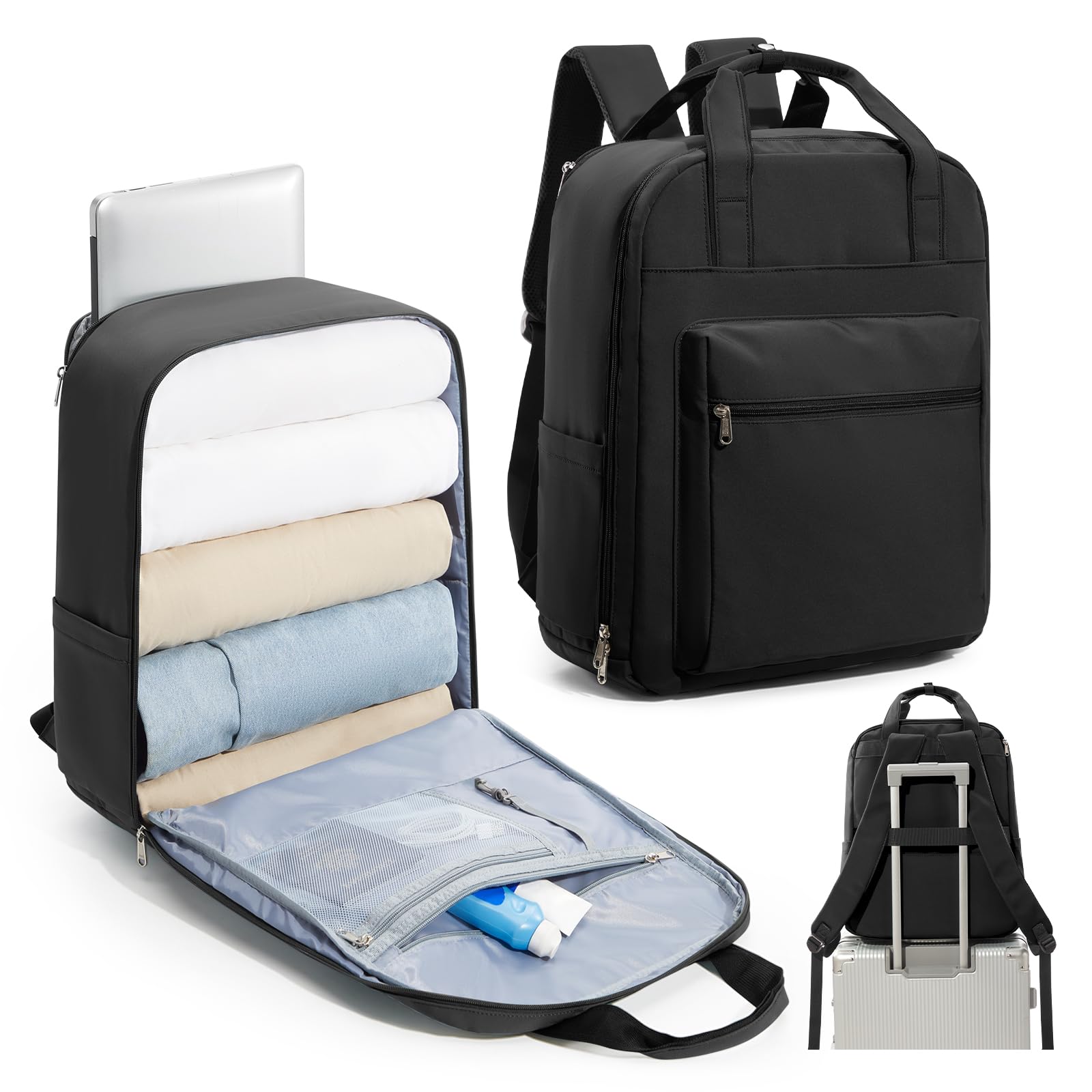 SZLX Zaino Ryanair 40x30x20 Sottovuoto con Pompa Zaino Ryanair 40x20x25 Donna Zaino da Viaggio Wizzair Bagaglio a Mano Uomo per Laptop da 14 Pollici Borse da Cabina 45x36x20 Easyjet con Porta Scarpe