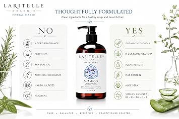 Laritelle Organic Unscented Shampoo Herbal Magic 17.5 oz Sulfate-Free, Vegan Hair Growth Shampoo for Sensitive Scalp Made in California