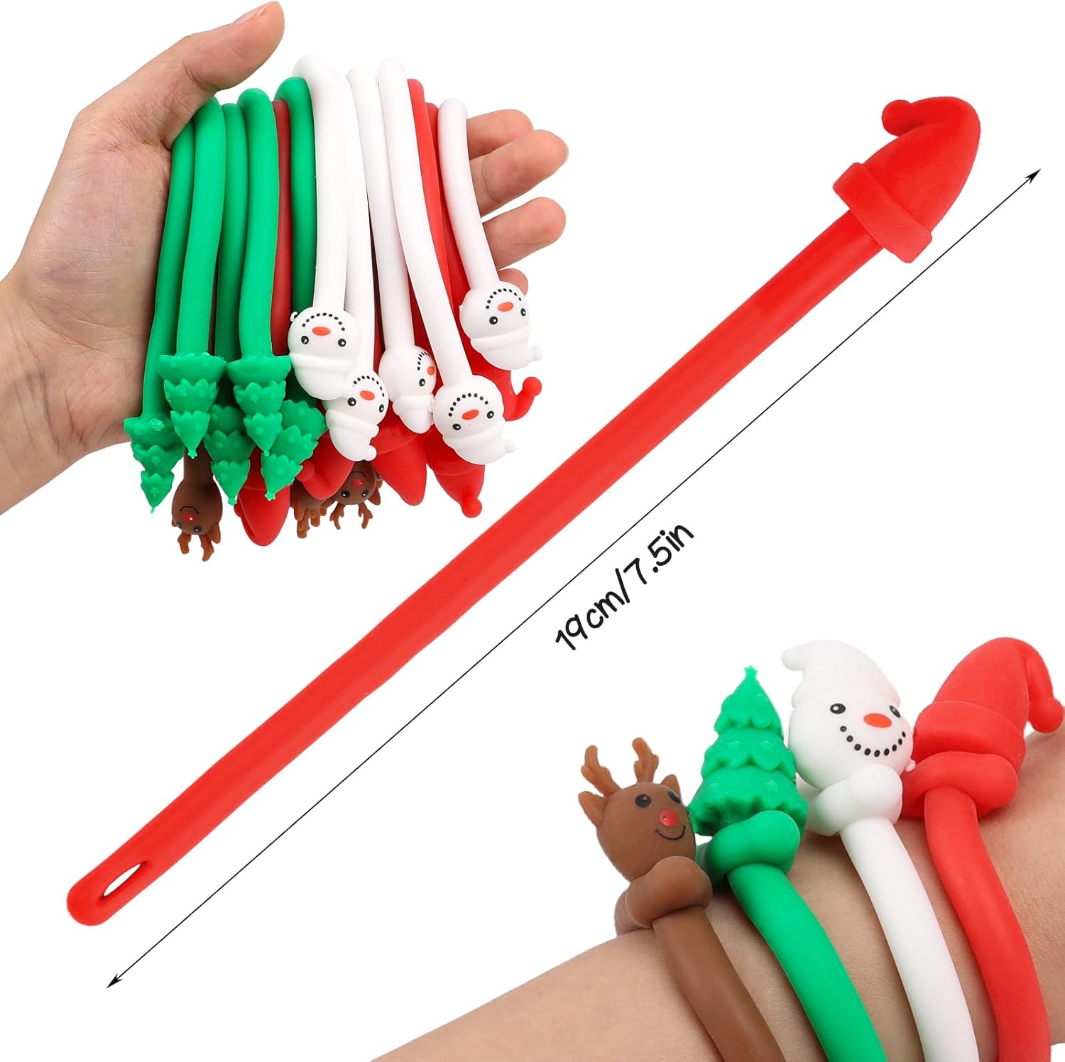 FINGOOO 24 PCS Christmas Stretchy String Toys, Sensory Silly String Fidget Toy for Kids Treat Bag Gifts Stress Relief Toys Xmas Party Supplies