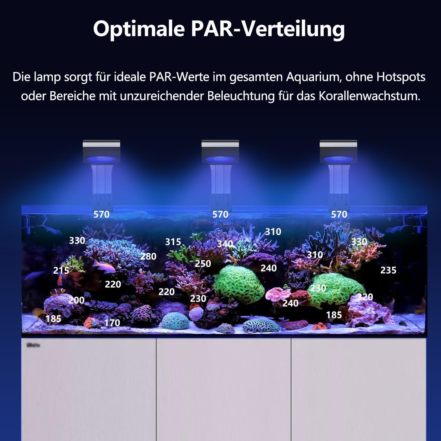 NEU PopBloom RL115 WiFi Meerwasser LED Lampe 360W, Vollspektrum Led Aquarium Beleuchtung für Reef Coral SPS/LPS Fischaquarium, APP unterstützt Deutsch