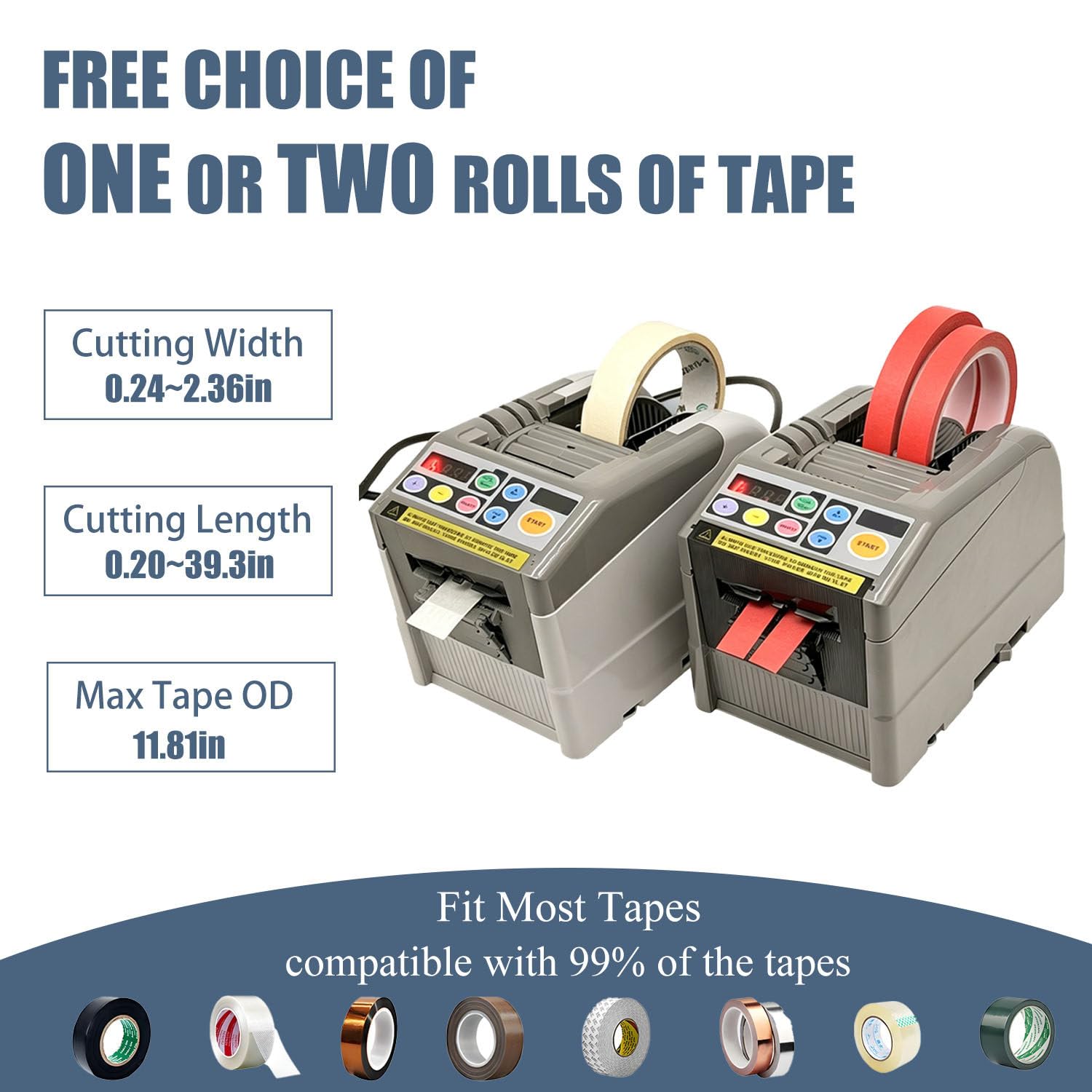 Dispenser Automatico di Nastro Adesivo,taglierina programmabile 6-999 mm Silicone | Lunghezza digitale preimpostata con memoria.Larghezza massima 60 mm.Ideale per imballaggio in magazzino e ufficio postale