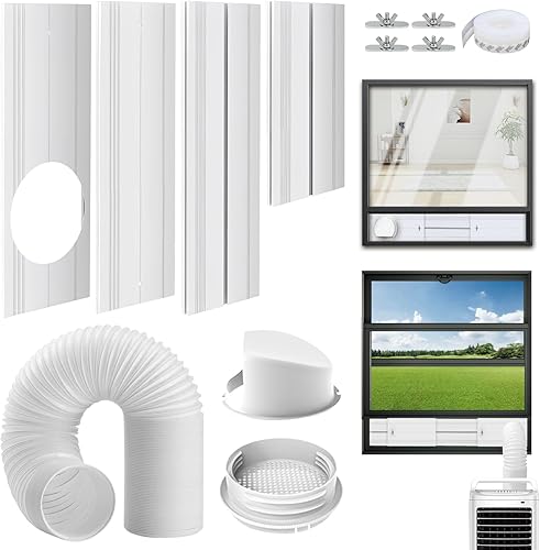 Yipoch - Kit de ventilación portátil para ventana de aire acondicionado que incluye manguera de escape de 6.6 ft de 5.9 pulgadas, cubierta