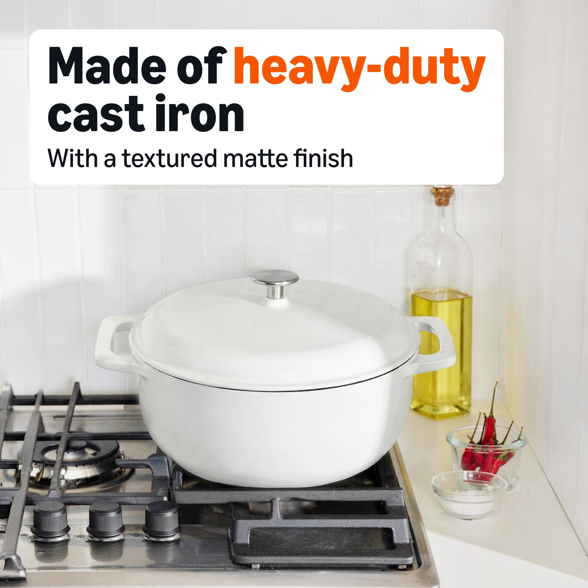 Amazon.com: Amazon Basics Enameled Cast Iron Dutch Oven Pot with