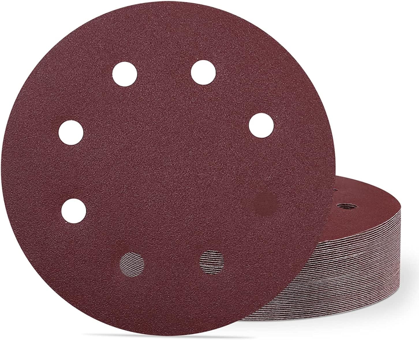 40Pcs 180mm Hook & Loop Sanding Discs 180 Grit Sandpaper, 7 Inch 8 Holes Drywall Sander Pads Abrasive Pads for Wood, Metal & Plaster Sanding