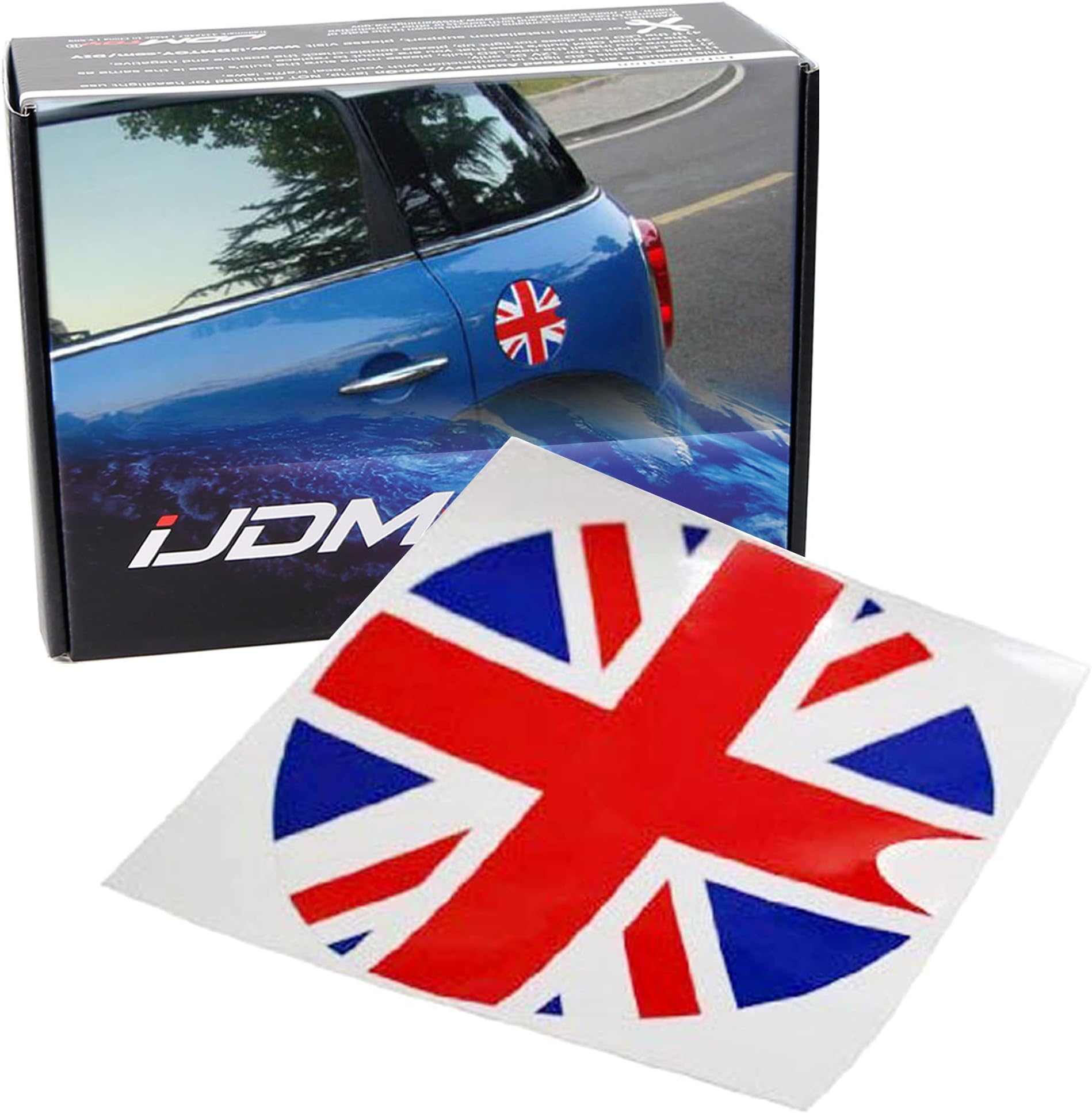 iJDMTOY Red/Blue Union Jack UK Flag Pattern Vinyl Sticker Decal Compatible with MINI Cooper Gas Cap Cover